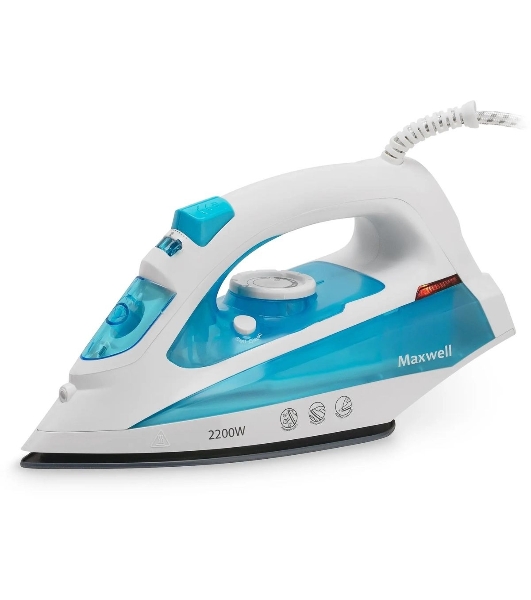 Утюг Maxwell MW-3055B белый/голубой, 2200 Вт, 30 г/мин, 100 г/мин, 280 мл