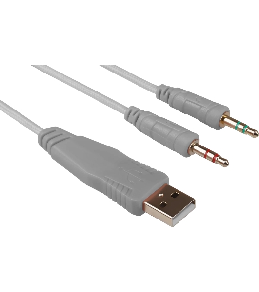 Гарнитура Defender Ghost LED белый, проводная, USB / 2 x mini jack 3.5 мм, подсветка