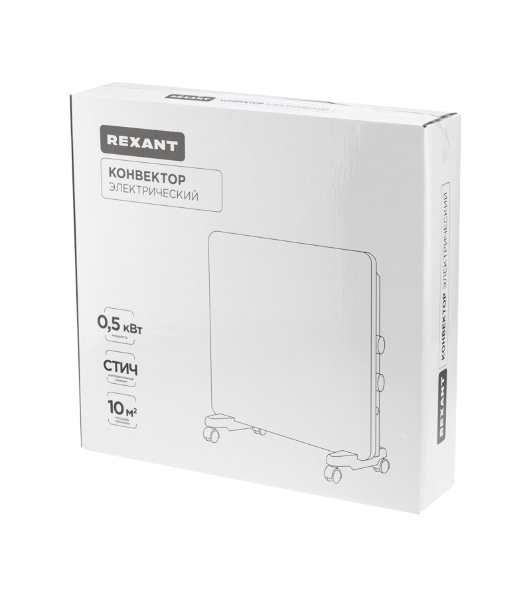 Конвектор электрический Rexant белый, 500 Вт, 10 м2, термостат