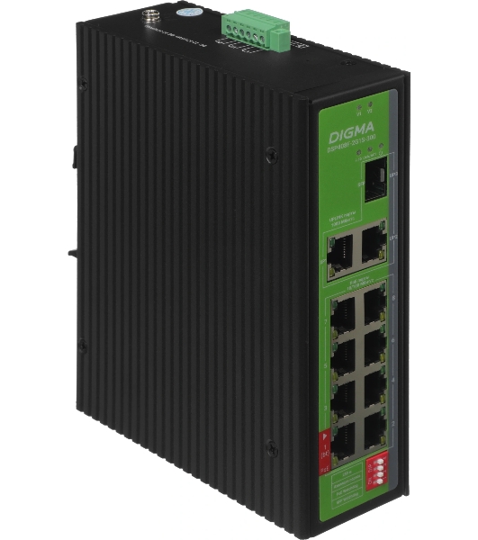 Коммутатор Digma DSP408F-2G1S-300, 8×100 Мбит/с + 2×1 Гбит/с + 1×1 Гбит/с SFP, неуправляемый
