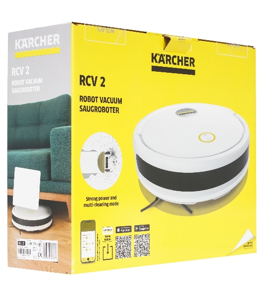 Робот-пылесос Karcher RCV 2 белый/черный, 2600 мА*ч Li-Ion, уборка сухая/влажная, пылесборник контейнер 0,42 л