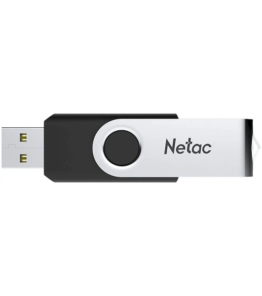 Флешка USB Netac U505 (NT03U505N-008G-20BK), 8Gb, USB 2.0, R/W 70/30, черный/серебристый