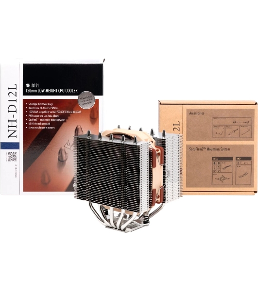 Кулер для процессора Noctua NH-D12L, 120 мм, алюминий/медь, 2000 об/мин, 22.6 дБ, 4-pin PWM, 148 Вт, высота 145 мм, без подсветки