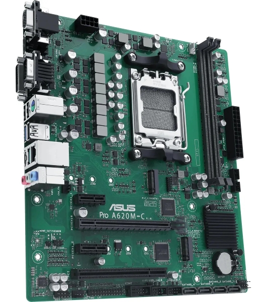Материнская плата ASUS Pro A620M-C-CSM, AM5, AMD A620, 2xDDR5, 4xSATA, 2xM.2 PCIe 4.0 x4, 1xPCIe 4.0 x16, 2xPCIe x1, 1xRJ45 1GbE, 1xUSB 3.2 Gen 2, 3xUSB 2.0, 1xUSB-C 3.2 Gen 2, 1xDVI-D, 1xDP, 1xHDMI, 1xVGA, 3x3.5 мм, 7.1, mATX
