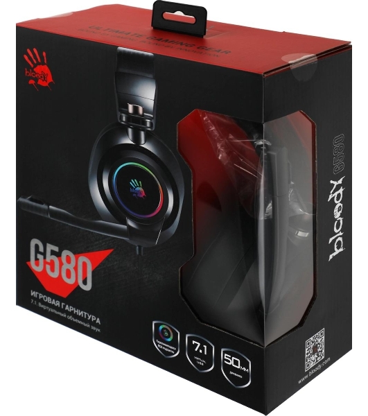 Гарнитура Bloody G580 чёрный, проводная, подсветка