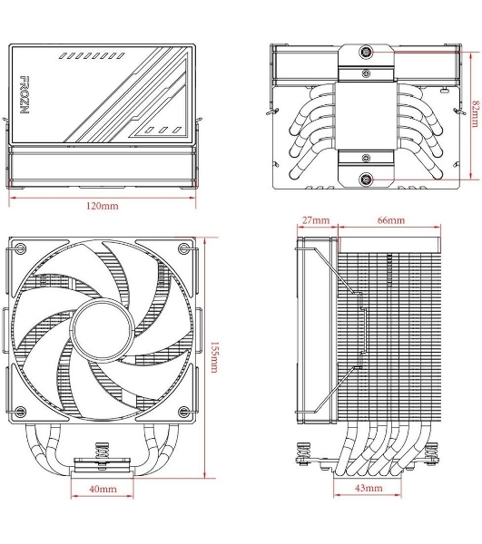 Устройство охлаждения(кулер) ID-Cooling Frozn A610 ARGb белый 120мм алюминий+медь 2000rpm 30db 4-pin 250W 155мм