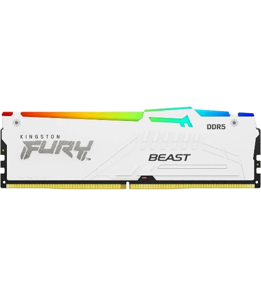 Оперативная память Kingston Fury Beast, DDR5, 32Gb (1x32Gb), 5600MHz, CL40, DIMM, с радиаторами, RGb, белый