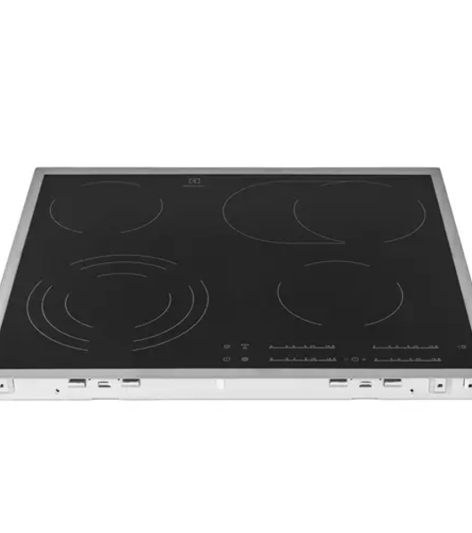 Встраиваемая варочная поверхность Electrolux электрическая, 60 см, серебристая рамка, черный