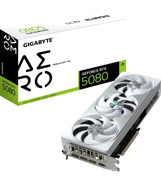 Видеокарта Gigabyte PCI-E 5.0 GV-N5080AERO OC-16GD 1.0 NVIDIA GeForce RTX 5080 AERO OC SFF 16Gb 256bit GDDR7 2730/30000 HDMIx1 DPx3 HDCP Ret