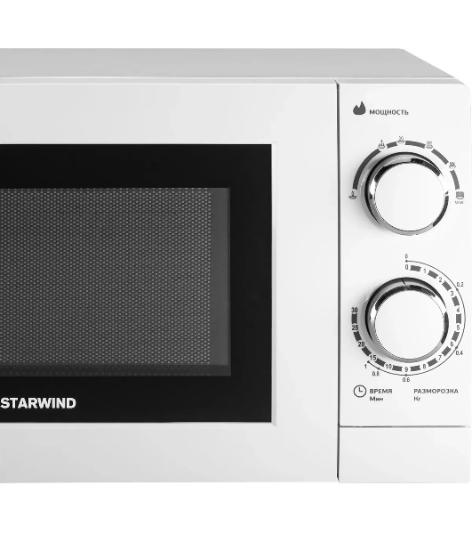 Микроволновая печь Starwind SMW3820 белый, 20 л, 700 Вт, переключатели - поворотный механизм