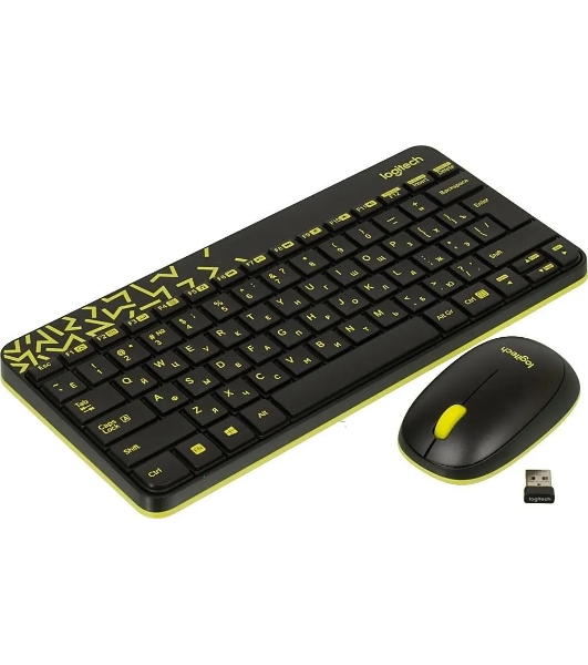 Комплект клавиатура+мышь Logitech MK240 Nano беспроводной, USB, 1000 DPI, чёрный