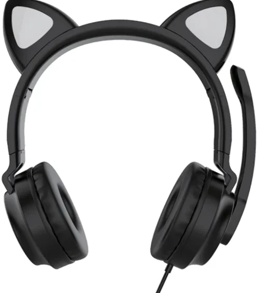 Гарнитура QUMO Game Cat чёрный, проводная, USB, подсветка