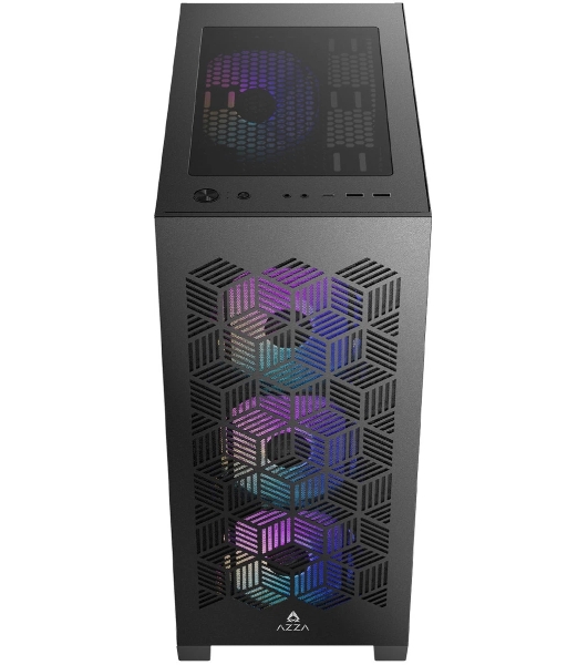 Корпус AZZA Aerohex Black, Midi-Tower, чёрный, 4 x 120 мм