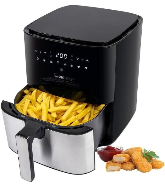 Аэрофритюрница Clatronic FR 3782 H черный/серебристый, 1450 Вт, 5 л, сенсор, 8 программ
