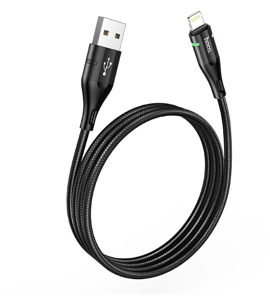 Кабель Hoco U93 Shadow iP USB (m)-Lightning (m) 1.2м черный коробка