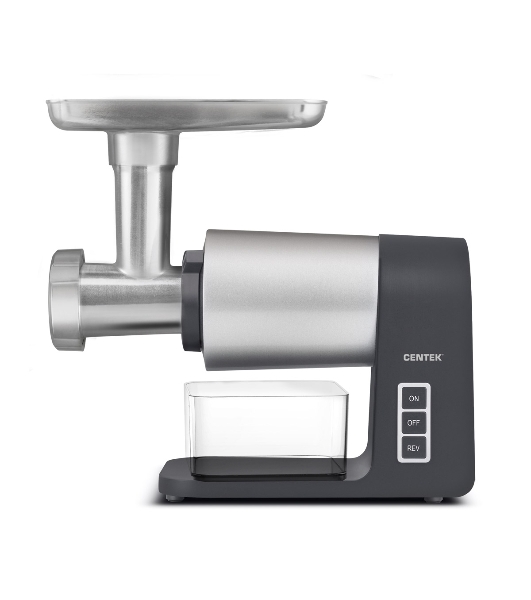 Мясорубка электрическая Centek CT-1607 серый, 3000 Вт, 3.0 кг/мин, реверс, металлический лоток, насадки - 5