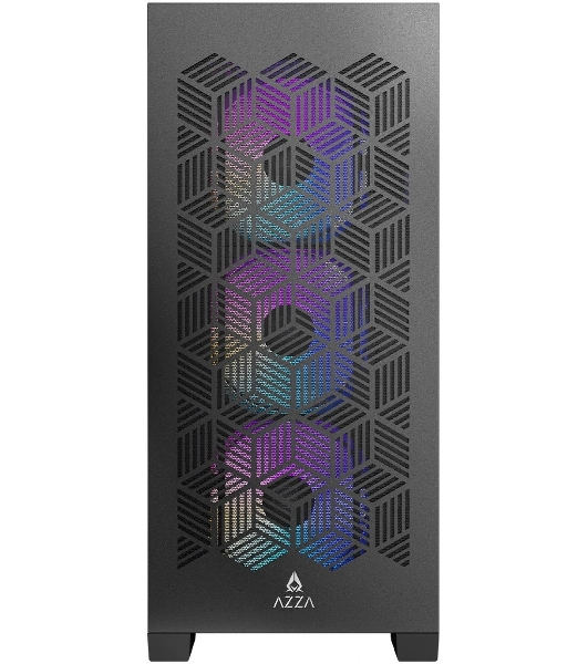 Корпус AZZA Aerohex Black, Midi-Tower, чёрный, 4 x 120 мм