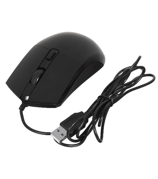 Мышь проводная Oklick 207M черный, 2400 dpi, USB, кнопки - 4