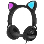Гарнитура QUMO Game Cat чёрный, проводная, USB, подсветка, фото 1