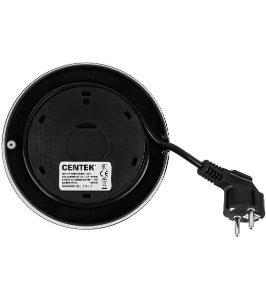 Чайник Centek CT-0019, 1100 Вт, стекло, черный и серебристый