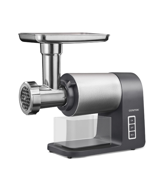 Мясорубка электрическая Centek CT-1607 серый, 3000 Вт, 3.0 кг/мин, реверс, металлический лоток, насадки - 5