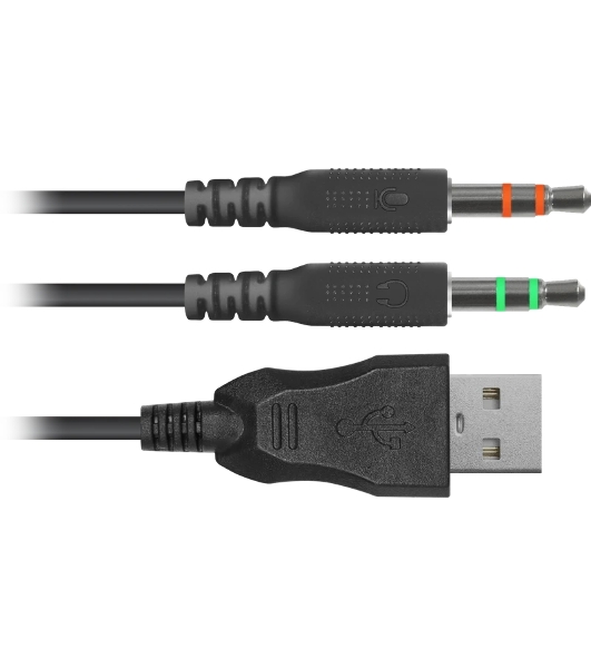 Гарнитура Defender Dexter RG чёрный, проводная, USB / 2 x mini jack 3.5 мм, подсветка