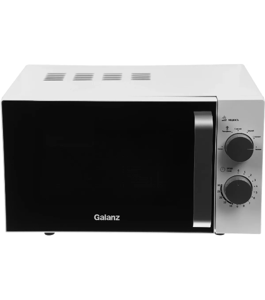 Микроволновая печь Galanz MOS-2401FMW белый, 20 л, 800 Вт, переключатели - поворотный механизм