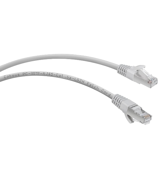 Шнур комм. Cabeus, кат. 6A, экр., S/FTP, RJ45/RJ45, LSZH, AWG26, 5м, серый