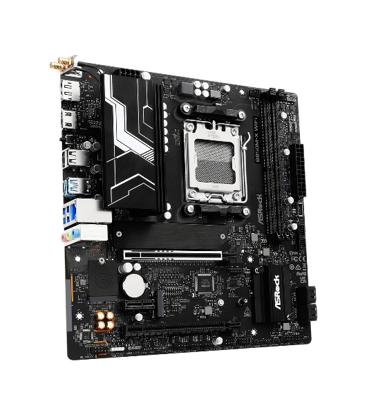 Материнская плата ASROCK B850M-X WIFI R2.0, AM5, AMD B850, 2xDDR5, 4xSATA, 2xM.2, 1xPCIe 5.0 x16, 1xPCIe 4.0 x4, 1xPCIe 3.0 x1, 1xDP, 1xHDMI, 1x2.5Gb LAN, Wi-Fi 6E, BT 5.2, 1xUSB-C 5Gbps, 3xUSB-A 5Gbps, 2xUSB-A 2.0, 3x3.5 мм, 7.1, mATX