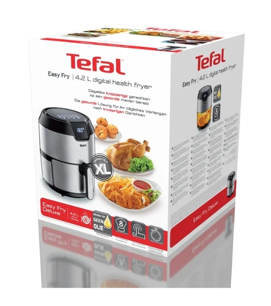 Аэрогриль Tefal EY401D15 серебристый, 1500 Вт, 4.2 л, сенсор, 8 программ