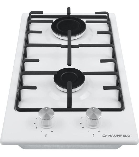 Газовая варочная панель Maunfeld EGHE.32.3EW/G, 2 конфорки, эмалированная сталь, белый