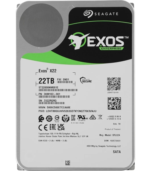 Жесткий диск Seagate HDD Exos X22 ST22000NM001E 22Tb 7200rpm SATA-III 512Mb 3.5'