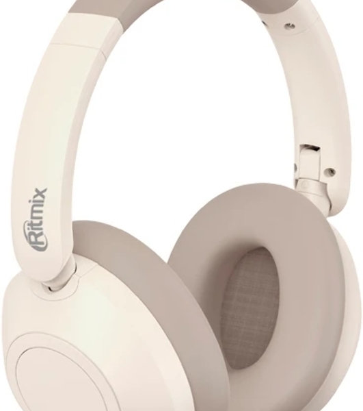 Беспроводные/проводные наушники Ritmix RH-475BTH бежевый, накладные, Bluetooth + проводной, складная конструкция, до 6 ч