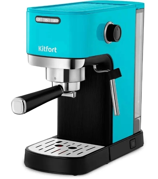 Кофеварка рожковая Kitfort КТ-7461 бирюзовый/черный, исп. кофе - молотый, 1.2 л, 1350 Вт, 20 бар