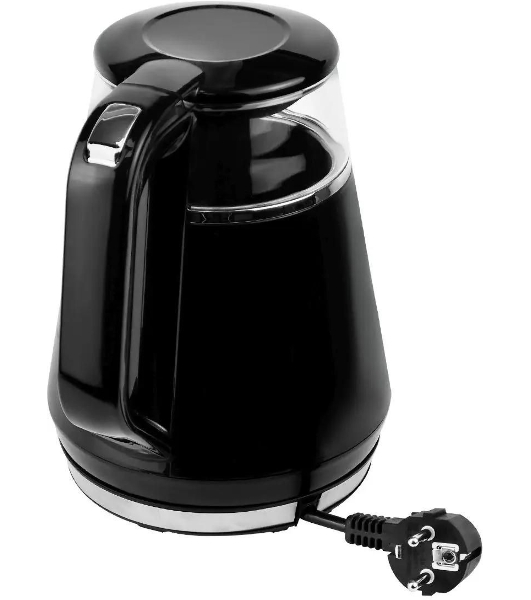 Чайник Centek CT-0019, 1100 Вт, стекло, черный и серебристый