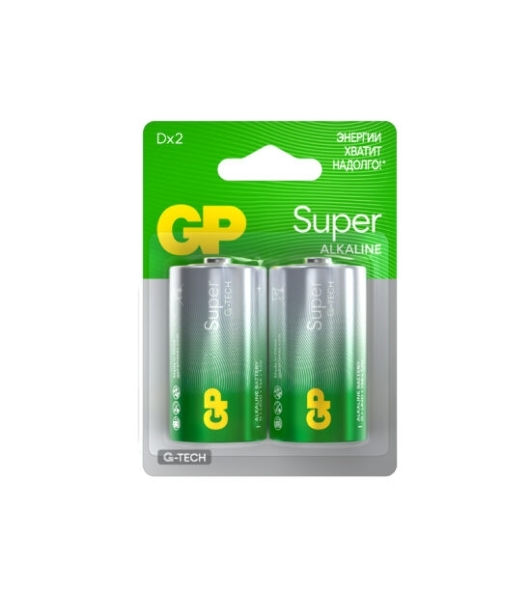 Алкалиновые батарейки GP Super Alkaline G-Tech 13А типоразмера D - 2 шт. на блистере (2 шт.)