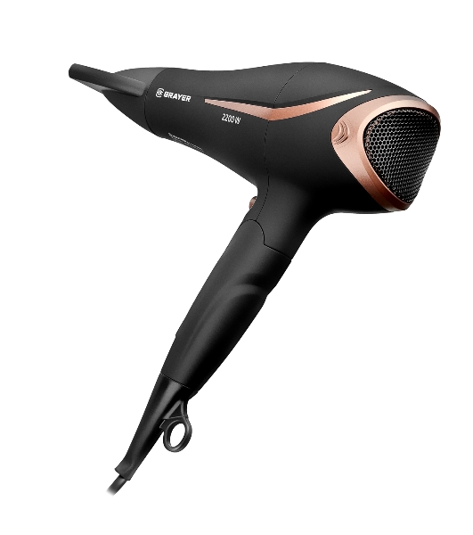 Фен BRAYER BR3000BN черный/розовое золото, 2200 Вт, компактный