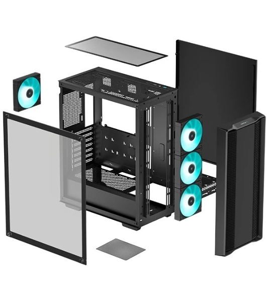 Корпус ATX Deepcool CC560 V2 черный, без БП, боковая панель из закаленного стекла, USB 3.0, USB 2.0, audio