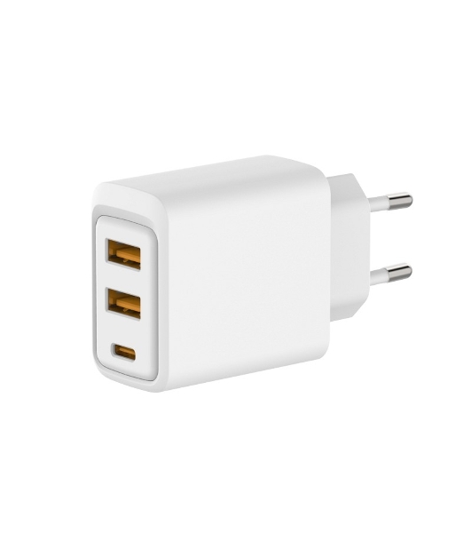 Сетевое зарядное устройство Rexant с двумя портами USB-A и одним портом USB-C, 10 Вт