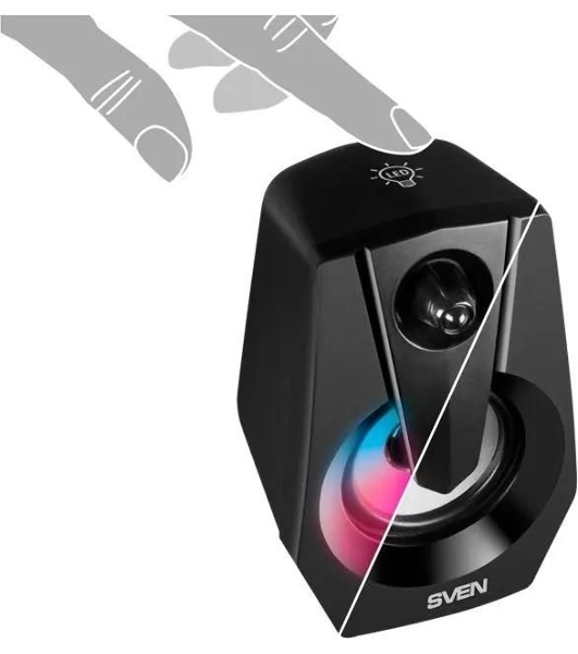 Акустическая система SVEN 370 2.0 черные (2x2W, USB, RGb подсветка)