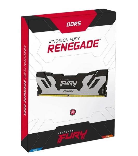 Оперативная память Kingston Fury Renegade, DDR5, 16Gb (1x16Gb), 8000MHz, CL38, DIMM, с радиаторами, серебристый/черный