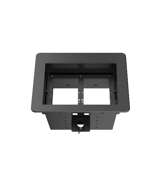 Прямоугольный металлический корпус Wize Pro WRTS-06BOX-B для модульной системы врезного лючка в стол с убирающейся крышкой для установки до 6 модулей-вставок, преустановленная рамка, черный