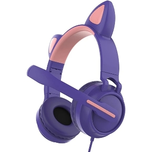Гарнитура QUMO Game Cat фиолетовый, проводная, USB, подсветка