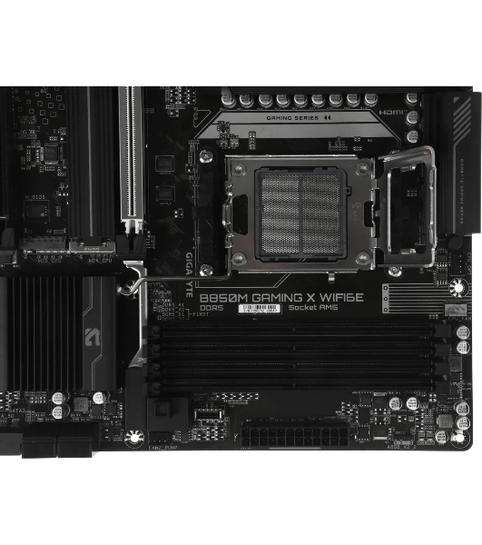 Материнская плата MSI B850M GAMING WIFI6E, AM5, AMD B850, 2xDDR5, 4xSATA, 2xM.2 (PCIe 5.0/4.0), 1xPCIe 4.0 x16, 1xPCIe x1, 1xHDMI, 1xDP, 1x2.5Gb LAN, Wi-Fi 6E, Bluetooth 5.3, 1xUSB-C 10Gbps, 3xUSB-A 10Gbps, 3xUSB-A 5Gbps, 2xUSB-A 2.0, 3x3.5 мм, 7.1, чёрный/серебристый, mATX