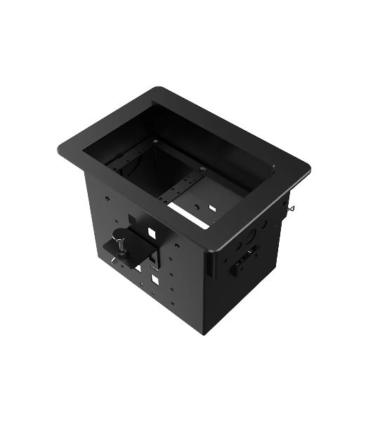 Прямоугольный металлический корпус Wize Pro WRTS-06BOX-B для модульной системы врезного лючка в стол с убирающейся крышкой для установки до 6 модулей-вставок, преустановленная рамка, черный