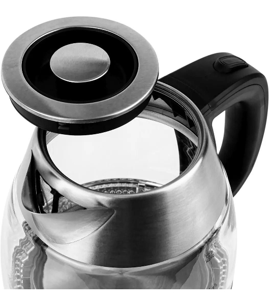 Чайник электрический Centek CT-0018, 1.2л, 1600Вт, стекло, серебристый