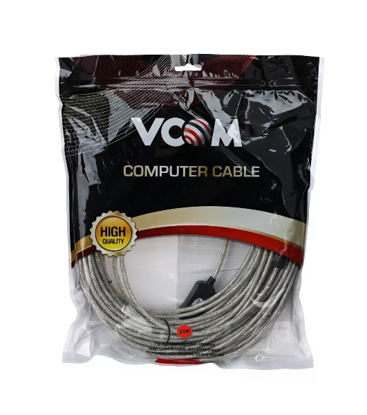Кабель-адаптер VCOM VUS7049-25M USB2.0-repeater, удлинительный активный Am-->Af 25м