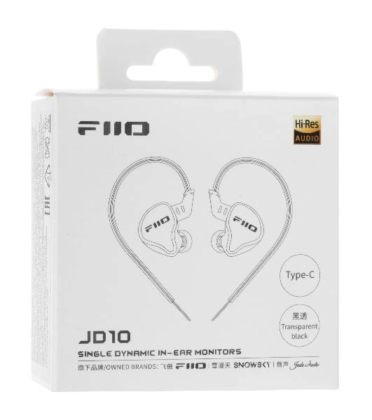 Гарнитура внутриканальные Fiio JD10 Type C 1.2м прозрачный/черный проводные крепление за ухом (80004221)