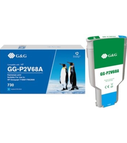 Картридж струйный G&G GG-P2V68A 730 голубой (300 мл) для HP DJ T1600/T1700/T2600