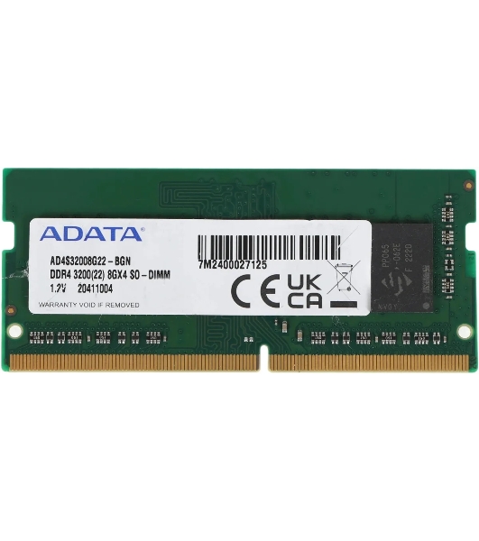 Оперативная память ADATA, DDR4, 8GB (1x8GB), 3200MHz, CL22, SO-DIMM, OEM